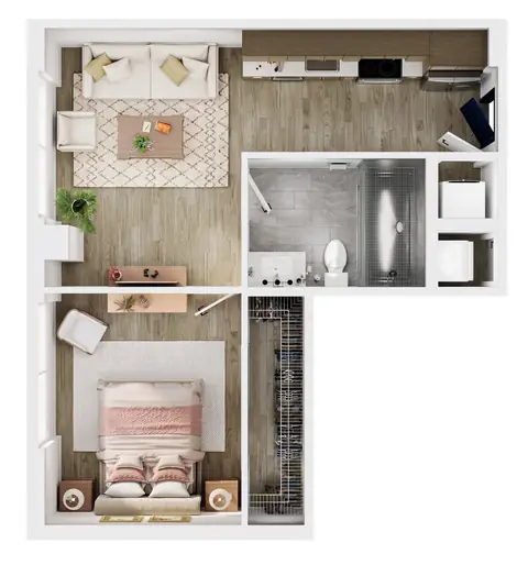 Floor plan A2, 1 bed · 1 bath · 589 sf