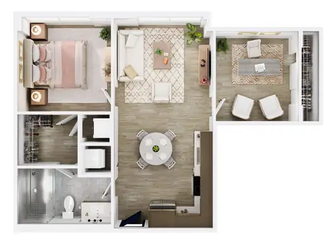 Floor plan A Den, 1 bed · 1 bath