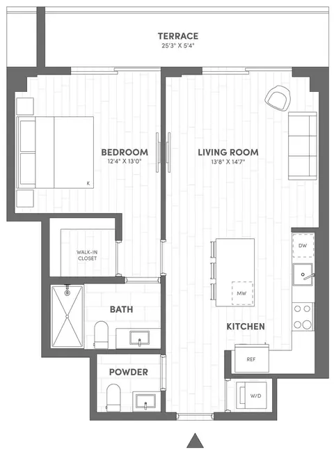 Floor plan 1 Bed-1.5 Bath-B6, 1 bed · 1.5 baths · 700 sf