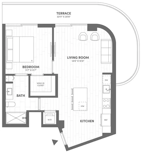 Floor plan 1 Bed-1 Bath-B5, 1 bed · 1 bath · 800 sf