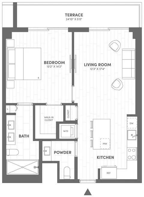 Floor plan 1 Bed-1.5 Bath-B2, 1 bed · 1.5 baths · 826 sf