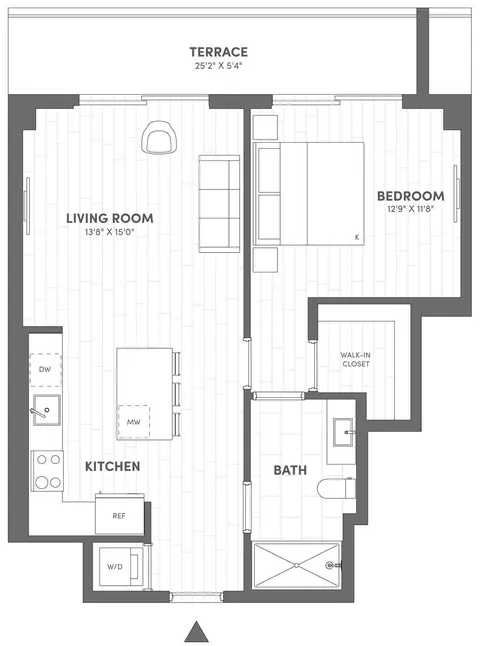 Floor plan 1 Bed-1 Bath-B7, 1 bed · 1 bath
