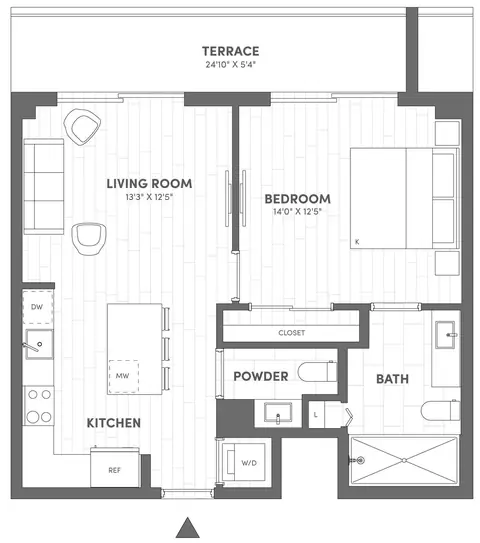 Floor plan 1 Bed-1.5 Bath-B3, 1 bed · 1.5 baths