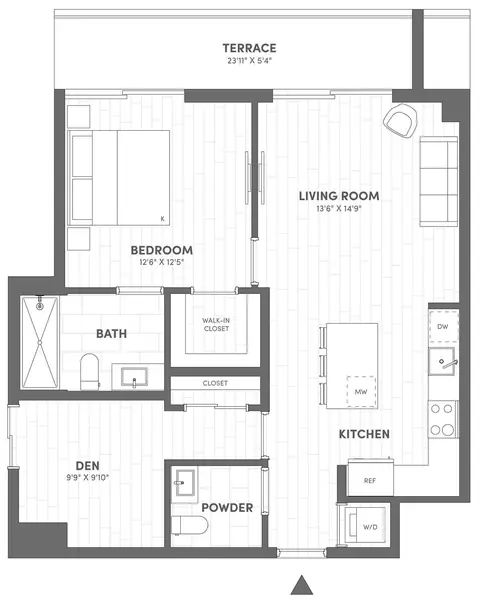 Floor plan 1 Bed-1.5 Bath-C, 1 bed · 1.5 baths