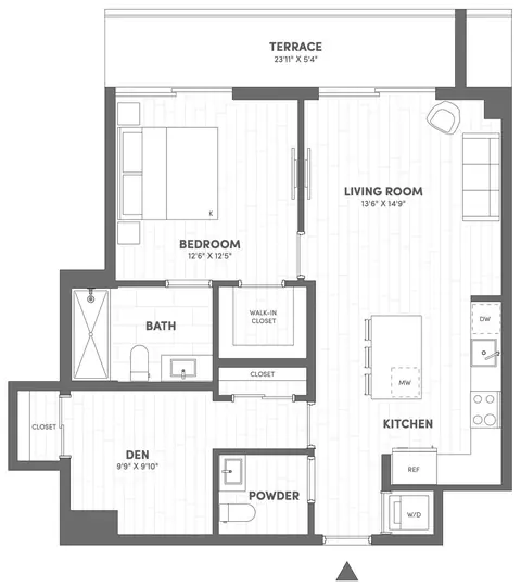 Floor plan 1 Bed-1.5 Bath-C.1, 1 bed · 1.5 baths