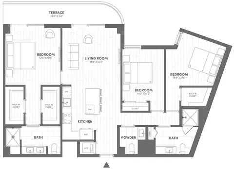 Floor plan 3 Bed-2.5 Bath-E, 3 beds · 2.5 baths · 1,410 sf