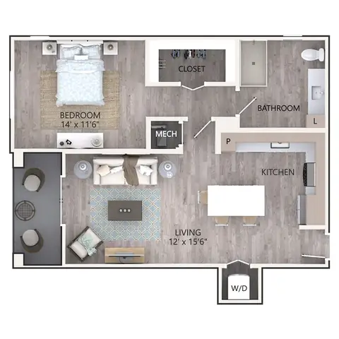 Floor plan A3, 1 bed · 1 bath · 833 sf