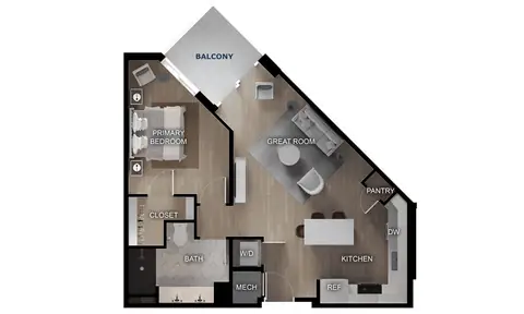 Floor plan 1 Bed/1 Bath-A2, 1 bed · 1 bath · 704 sf