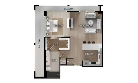 Floor plan 1 Bed/1 Bath-A4, 1 bed · 1 bath · 859 sf