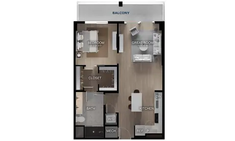 Floor plan 1 Bed/1 Bath-A1-X.1, 1 bed · 1 bath