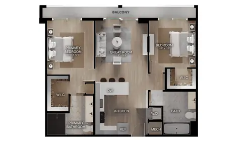 Floor plan 2 Bed/2 Bath-C1, 2 beds · 2 baths · 994 sf