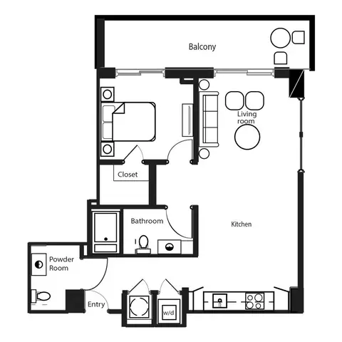 Floor plan A2, 1 bed · 1 bath