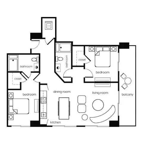 Floor plan B4, 2 beds · 2 baths · 1,038 sf