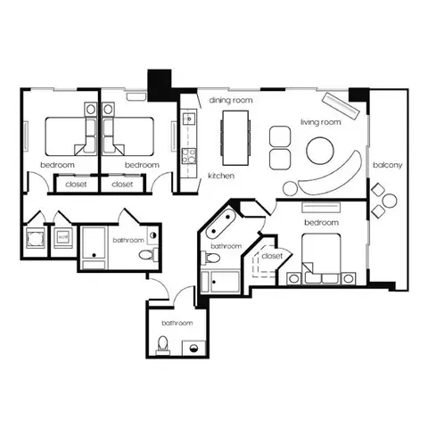 Floor plan C1, 3 beds · 3 baths
