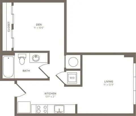 Floor plan S01D, Studio · 1 bath