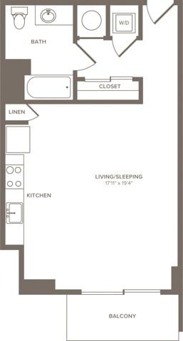 Floor plan S02, Studio · 1 bath