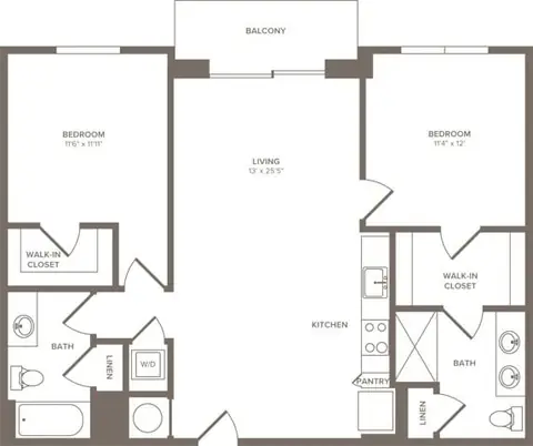 Floor plan B07, 2 beds · 2 baths