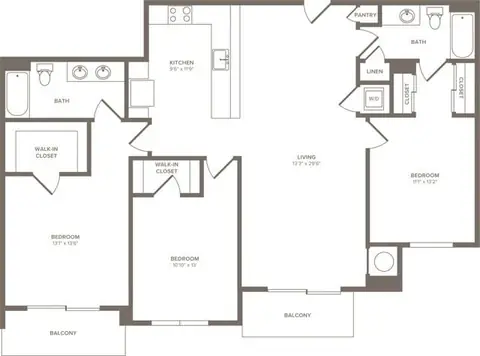 Floor plan C03, 3 beds · 2 baths · 1,489 sf