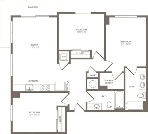 Floor plan C01, 3 beds · 2 baths