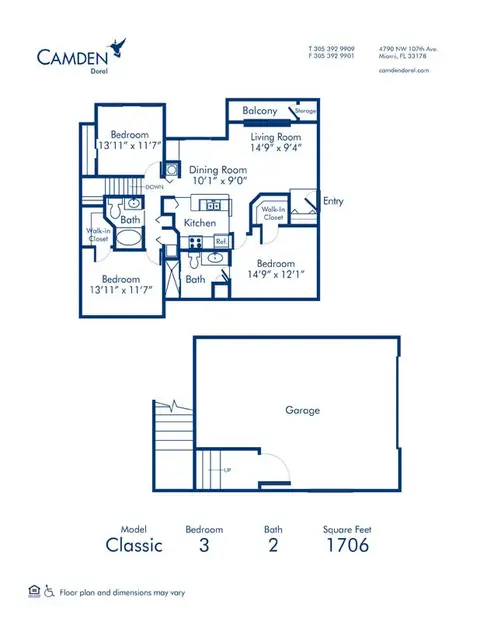 Floor plan Classic, 3 beds · 2 baths · 1,706 sf