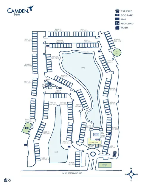 Site plan of Camden Doral, as published on camdenliving.com