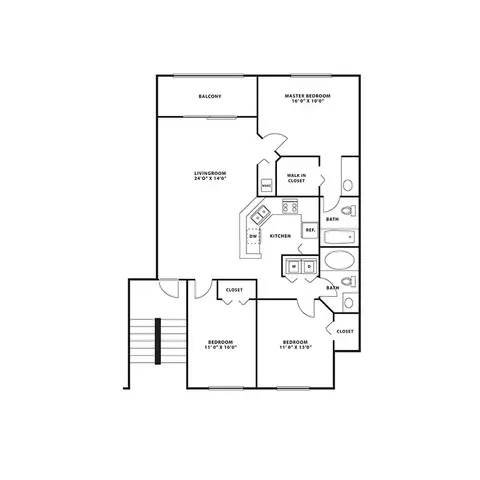 Floor plan C1, 3 beds · 2 baths · 1,308 sf