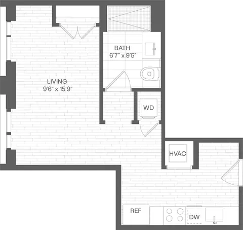 Floor plan Studio-SC, Studio · 1 bath · 478 sf