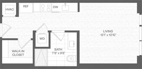 Floor plan Studio-SB(SIM), Studio · 1 bath · 486 sf