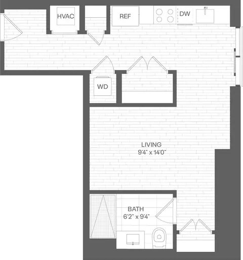 Floor plan Studio-SH, Studio · 1 bath · 541 sf