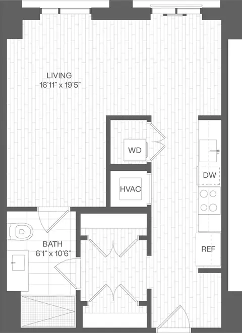Floor plan Studio-SA(SIM), Studio · 1 bath · 588 sf