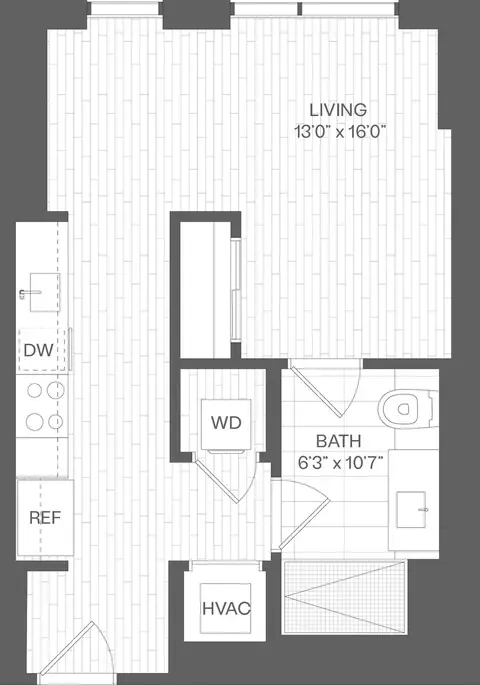 Floor plan Studio-SA1, Studio · 1 bath