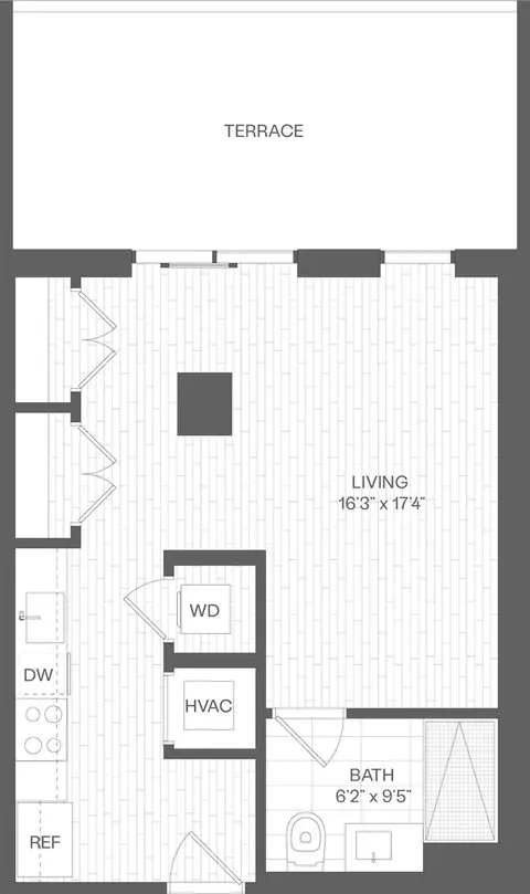 Floor plan Studio-SA3, Studio · 1 bath