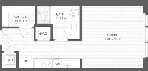 Floor plan Studio-SB1, Studio · 1 bath