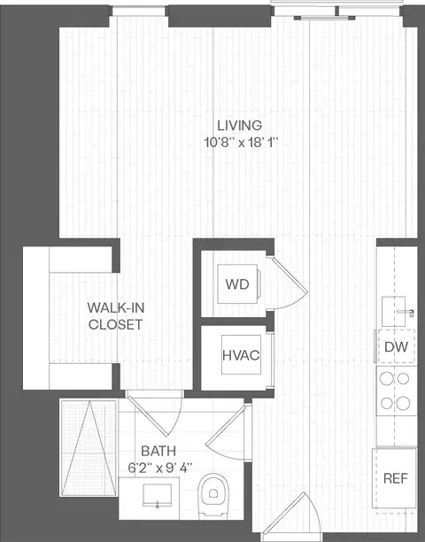 Floor plan Studio-SF(SIM), Studio · 1 bath