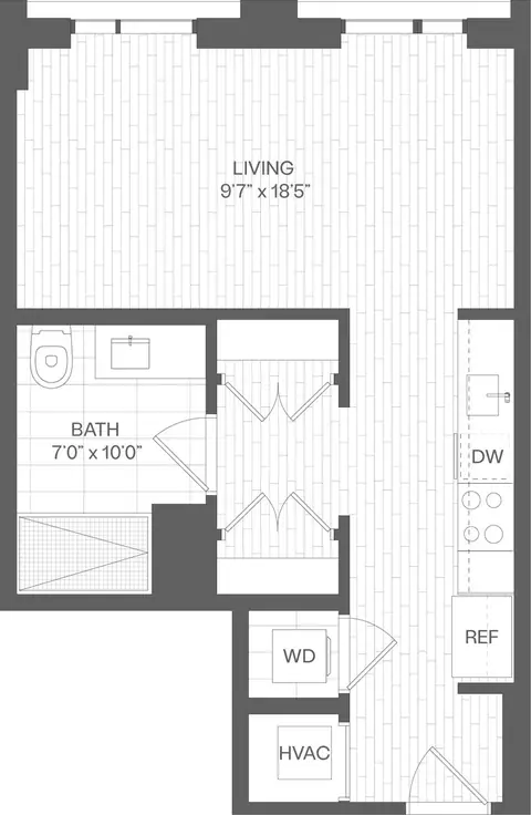 Floor plan Studio-SG, Studio · 1 bath