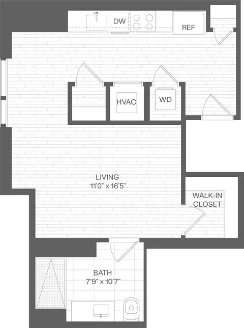 Floor plan Studio-SH2, Studio · 1 bath