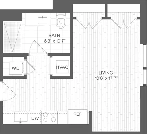 Floor plan Studio-SK1(SIM), Studio · 1 bath
