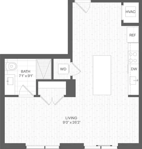 Floor plan Studio-SL, Studio · 1 bath