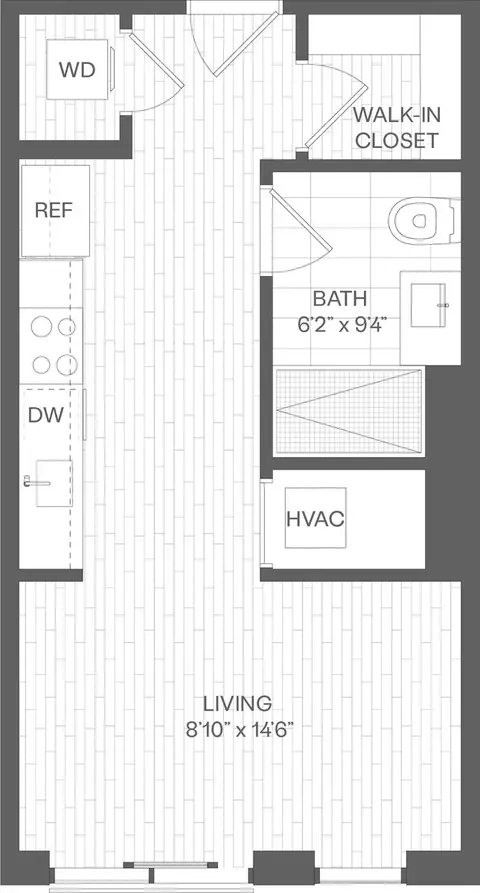 Floor plan Studio-SN, Studio · 1 bath
