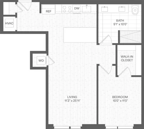 Floor plan 1 Bed/1 Bath-AG, 1 bed · 1 bath · 763 sf