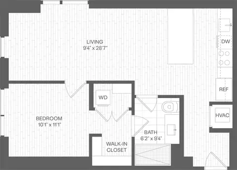Floor plan 1 Bed/1 Bath Den-DE, 1 bed · 1 bath