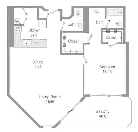 Floor plan A2 at The Hamilton, Miami