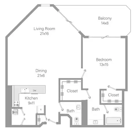 Floor plan A2 at The Hamilton, Miami, Florida