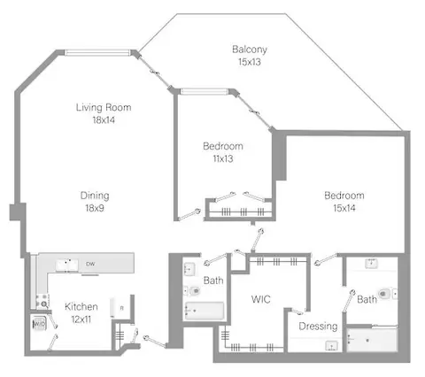 Floor plan B2 at The Hamilton, Miami