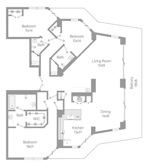 Floor plan C1 at The Hamilton, Miami