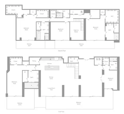 Floor plan E1 at The Hamilton, Miami, 33137