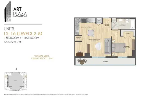 Floor plan Units 15-16, 1 bed · 1 bath · 748 sf