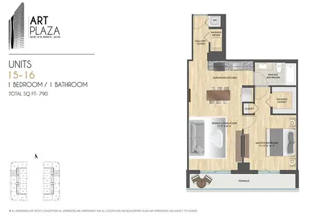 Floor plan Units 15-16, 1 bed · 1 bath · 790 sf