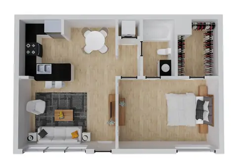 Floor plan Carlyle, 1 bed · 1 bath · 750 sf