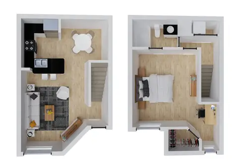Floor plan Delano, 1 bed · 1 bath · 750 sf